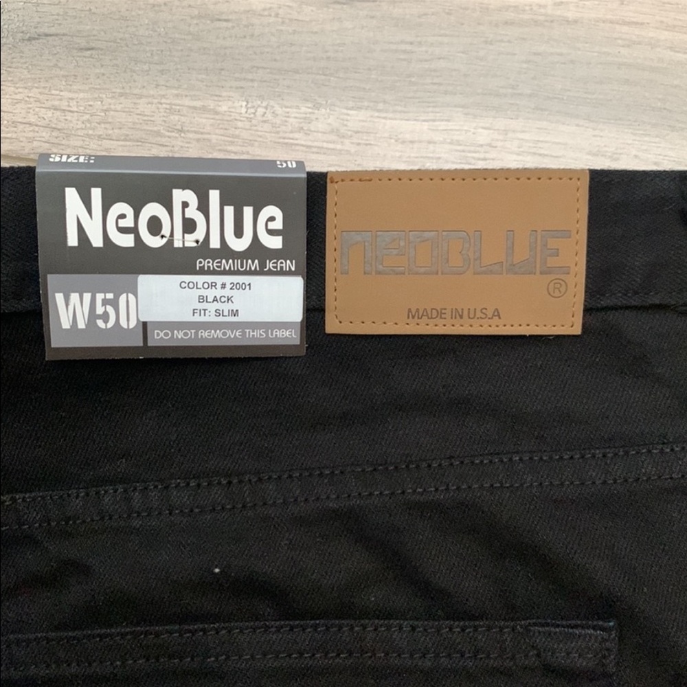 NeoBlue black slim denim jeans size 50 straight leg - Picture 8 of 11